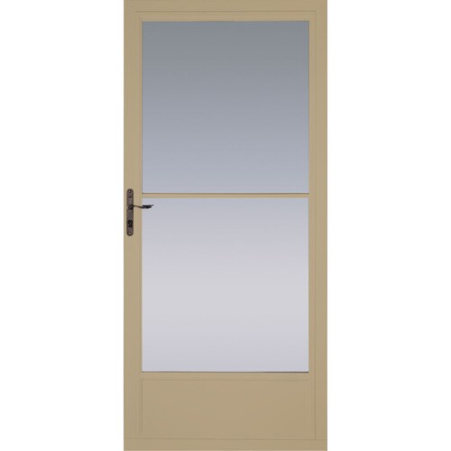 Pella 32in x 81in Putty MidView Universal Reversible Aluminum Storm Door in the Storm Doors