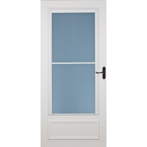 LARSON Savannah 32in x 81in White MidView Wood Core Storm Door in