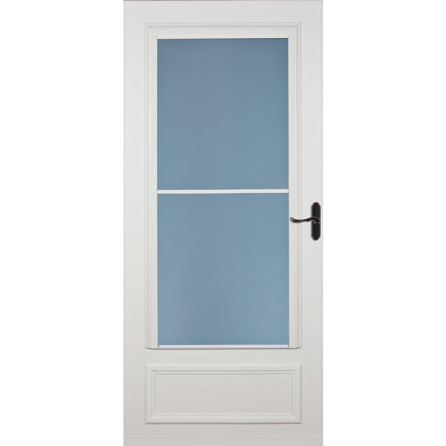 LARSON Savannah White MidView Wood Core Storm Door 30in x 81