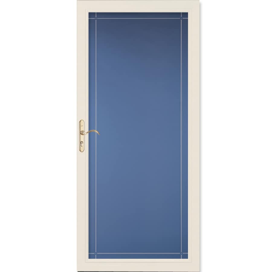 Pella Select 36in x 81in Poplar White FullView Universal Reversible Aluminum Storm Door in