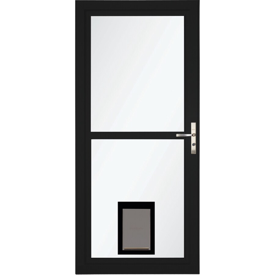 Larson Tradewinds Pet Door Black Full View Aluminum Storm Door