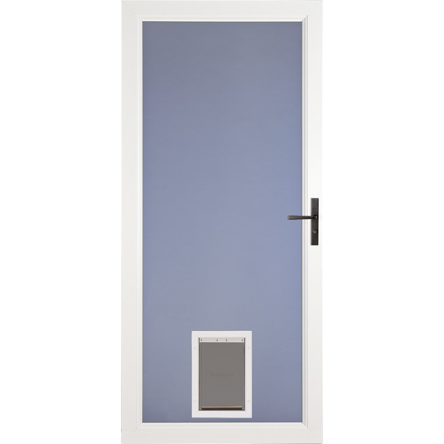 Larson Signature Pet Door White Full View Aluminum Storm Door
