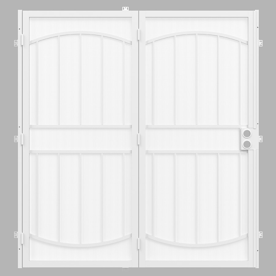 Gatehouse Security Patio Door White Steel Surface Mount Double