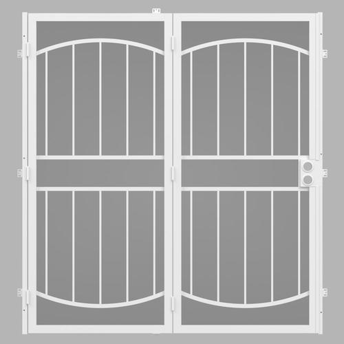 Gatehouse Security Patio Door 72in x 81in White Steel Surface Mount