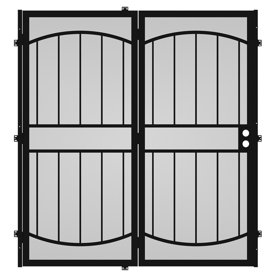 Gatehouse Security Patio Door Black Steel Surface Mount Double