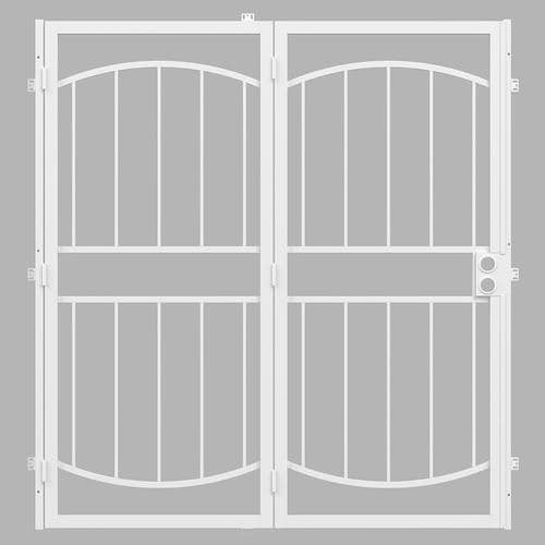 Gatehouse Security Patio Door White Steel Surface Mount Double