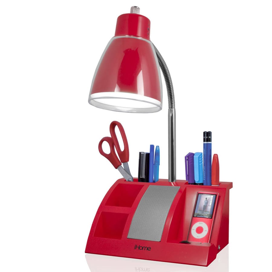 IHome 11-1/2-in Adjustable Red Desk Lamp with Plastic ...