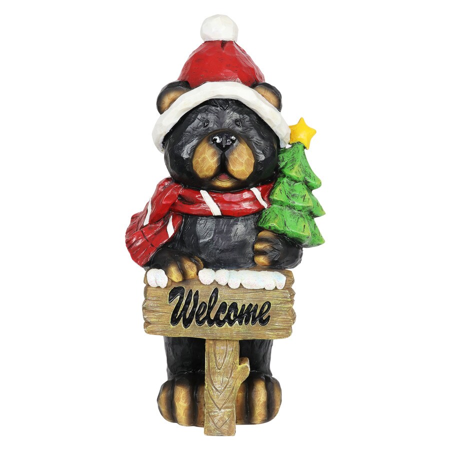Exhart Bear with Christmas Tree Holiday Statue, MultiColor in