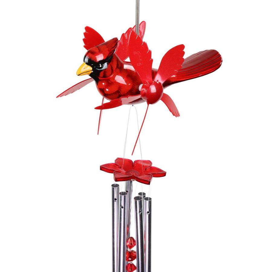 Exhart Red Cardinal Spinning Wings Wind Chime, Multi Color in the Wind