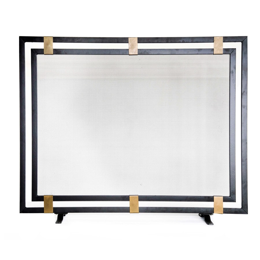 Style Selections 40 In Black With Bronze Decor Powder Coated Style Selections 40 In Black With Bronze Decor Powder Coated Steel Flat Fireplace Screen