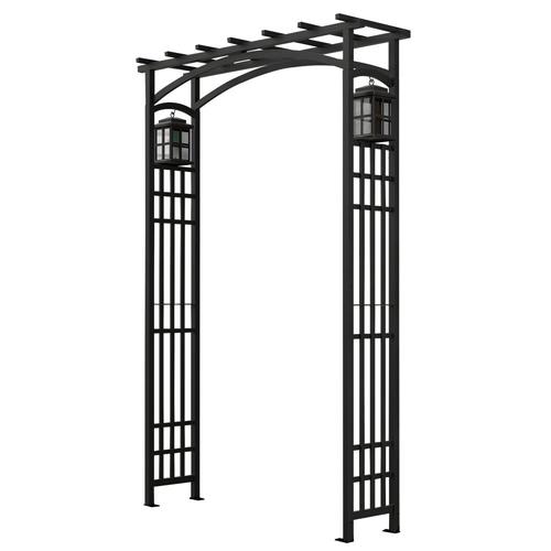 Garden Accents Lantern Arbor 4.33-ft W X 6.56-ft H Black Garden Arbor ...