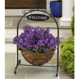 Plant Stands At Lowes 40 In Black Indoor Outdoor Round Steel Plant Stand