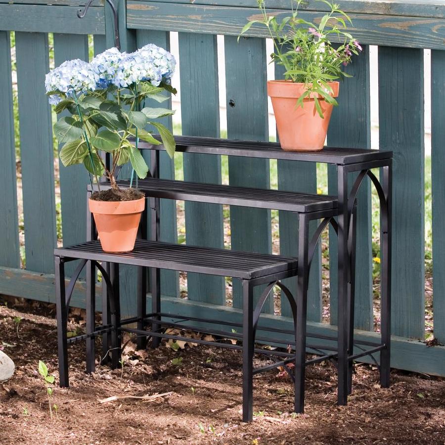 27-in Black Outdoor Rectangular Steel Plant Stand in the Plant Stands ...
