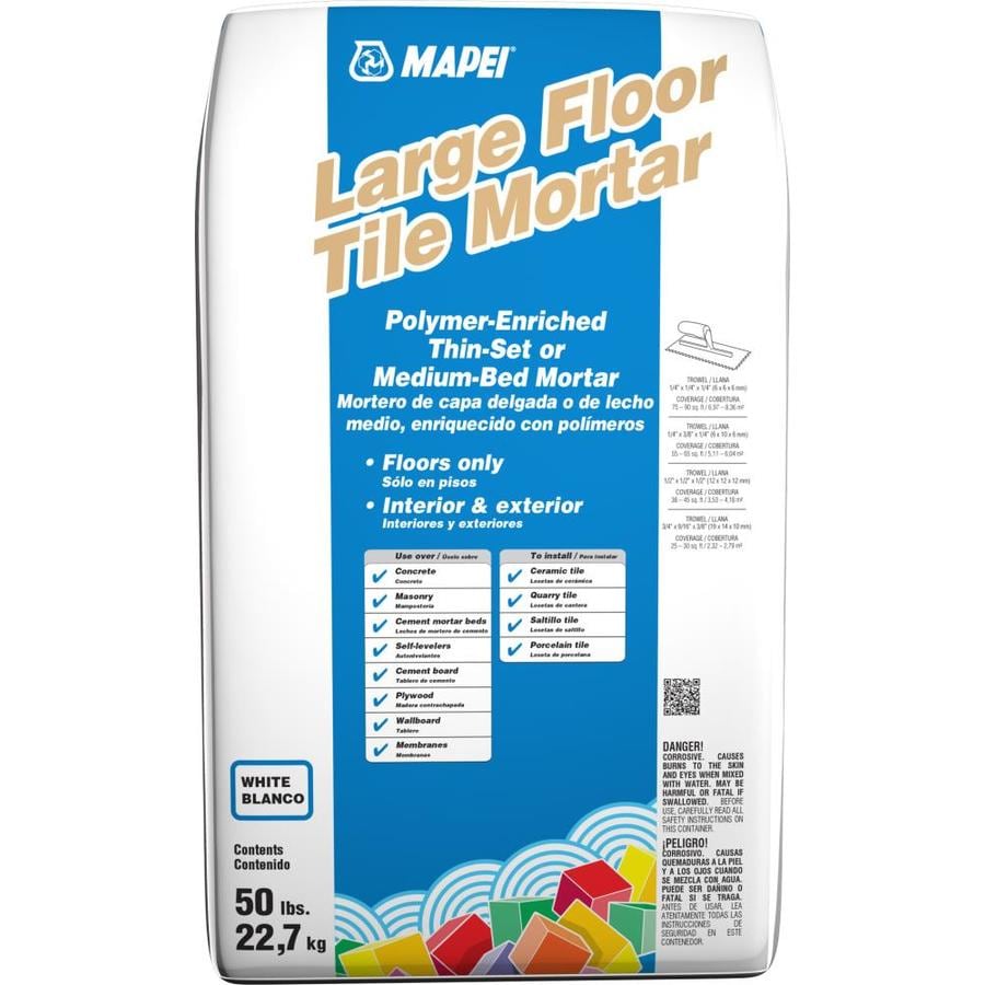Mapei Large Floor Tile 50 Lb White Powder Thinset Medium Bed At