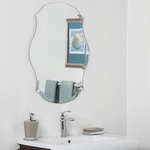 Decor Wonderland 23in Silver Oval Frameless Bathroom Mirror in the