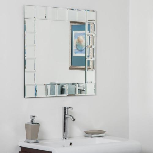 Decor Wonderland 27.5in Silver Square Frameless Bathroom Mirror in the