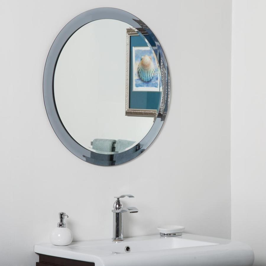Decor Wonderland 27.5in Silver Round Frameless Bathroom Mirror at