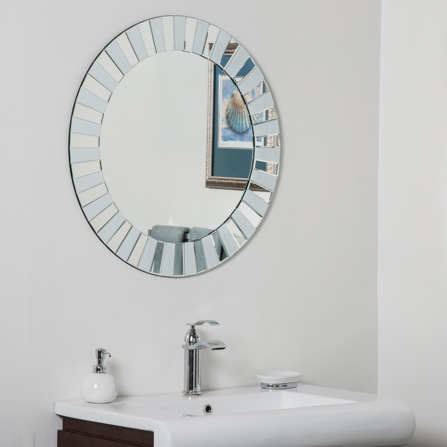 Decor Wonderland 27.5-in Silver Round Frameless Bathroom Mirror At ...