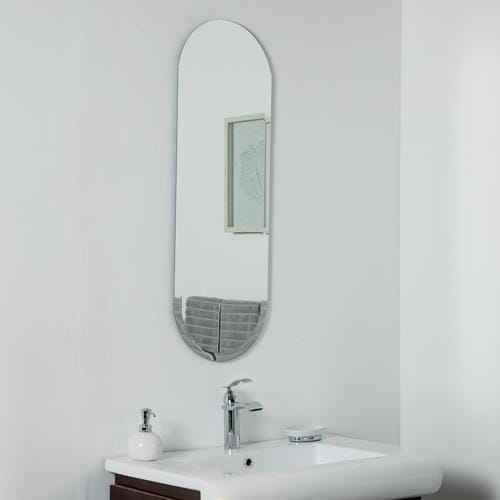 Decor Wonderland 13.75in Silver Oval Frameless Bathroom Mirror in the