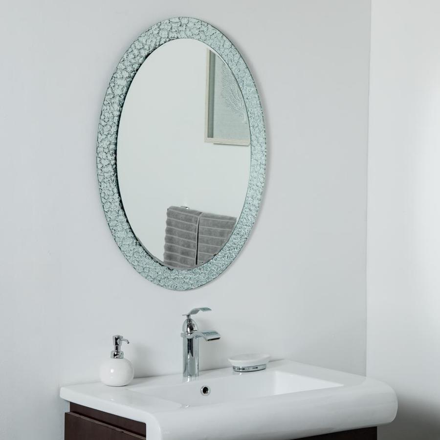 Decor Wonderland 23.6in Silver Oval Frameless Bathroom Mirror at