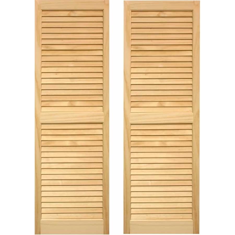2 Pack Unfinished Louvered Wood Exterior Shutters Common 15 In X 39 In Actual 15 In X 39 In