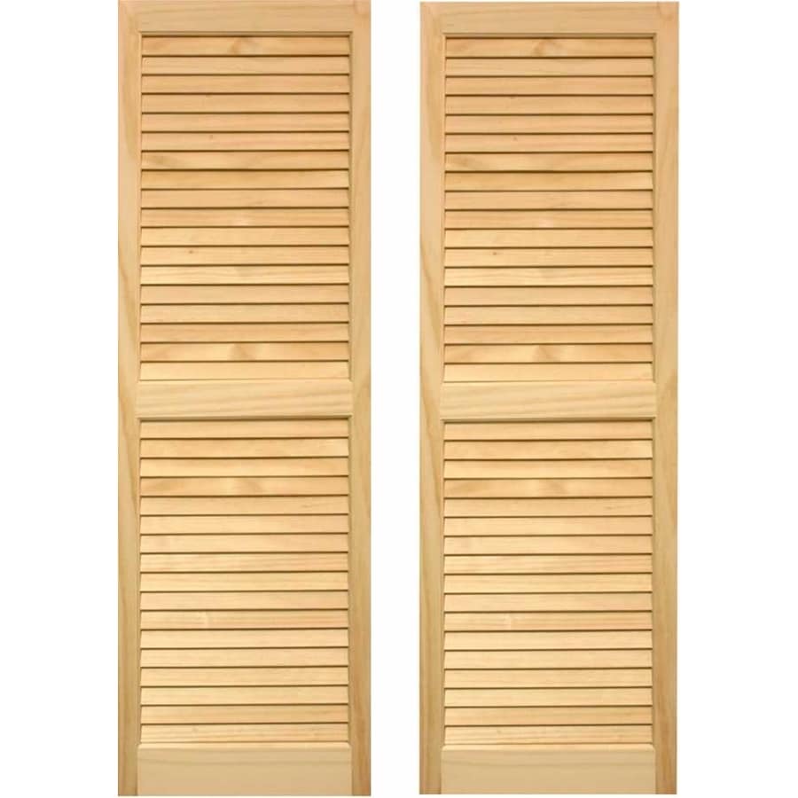 Pinecroft 2Pack Unfinished Louvered Wood Exterior Shutters 15