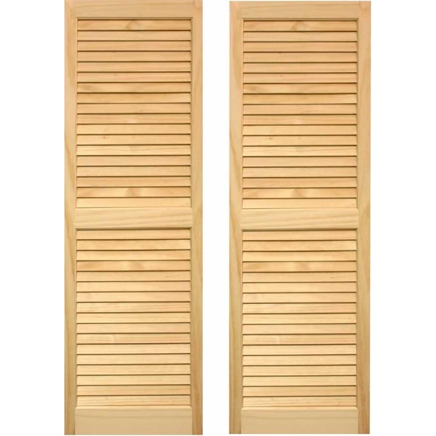 Shop Pinecroft 2-Pack Unfinished Louvered Wood Exterior Shutters ...