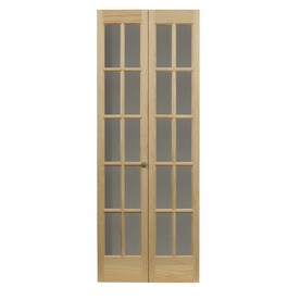 Brown Bifold Sliding Closet Doors At Lowes Pinecroft Clic French Unfinished Pine Wood 2 Panel Square Bifold Door Hardware Included