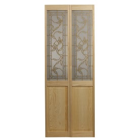 Wood Bifold Sliding Closet Doors At Lowes Pinecroft Tuscany Unfinished Pine Wood 2 Panel Square Bifold Door With Hardware