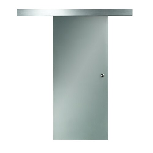 Pinecroft Opaque Glass Prefinished 1 Panel Glass Barn Door