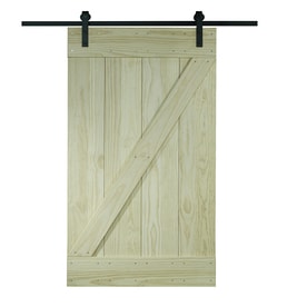 Barn Doors At Lowes Pinecroft Unfinished 1 Panel Wood Pine Barn Door Kit Hardware Included Common 24
