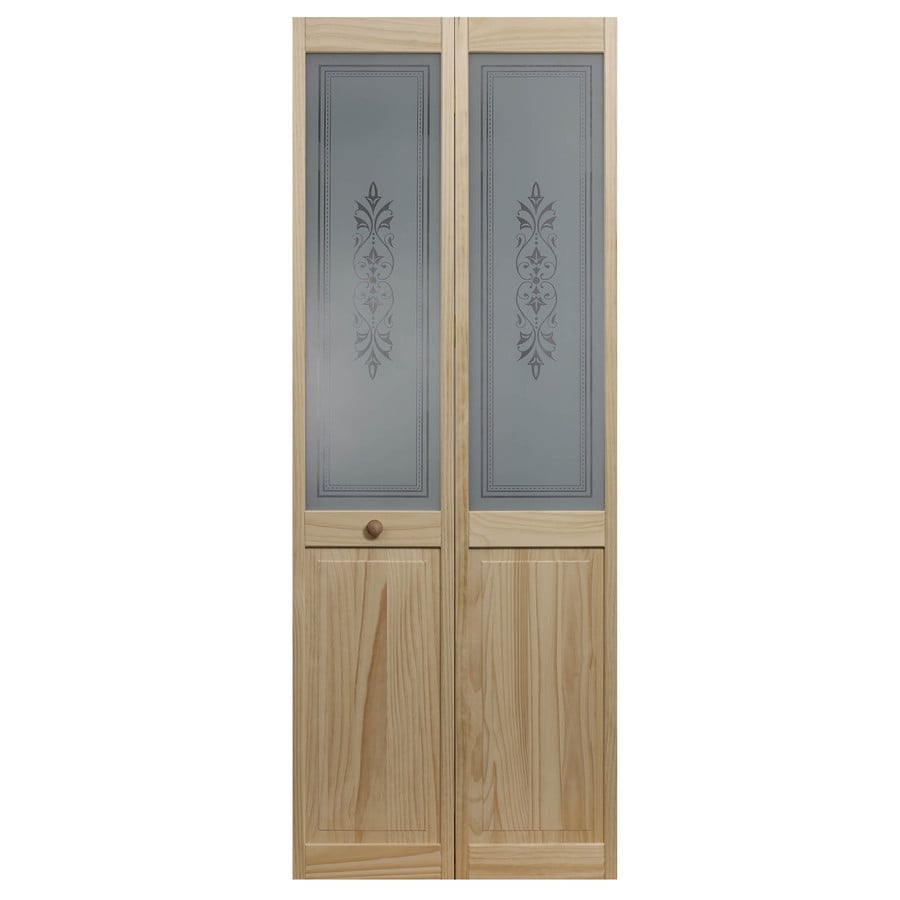 Lace Unfinished Pine Wood 2 Panel Square Wood Pine Bifold Door Hardware Included Common 36 In X 80 In Actual 35 5 In X 78 625 In