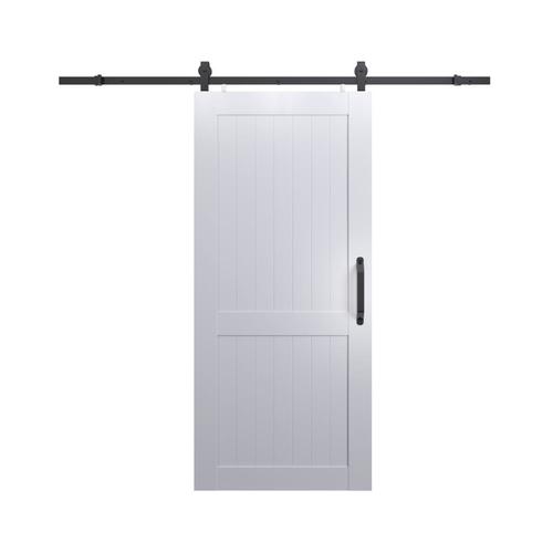 Pinecroft Millbrooke 36in x 84in White 2Panel Prefinished PVC Single Barn Door (Hardware