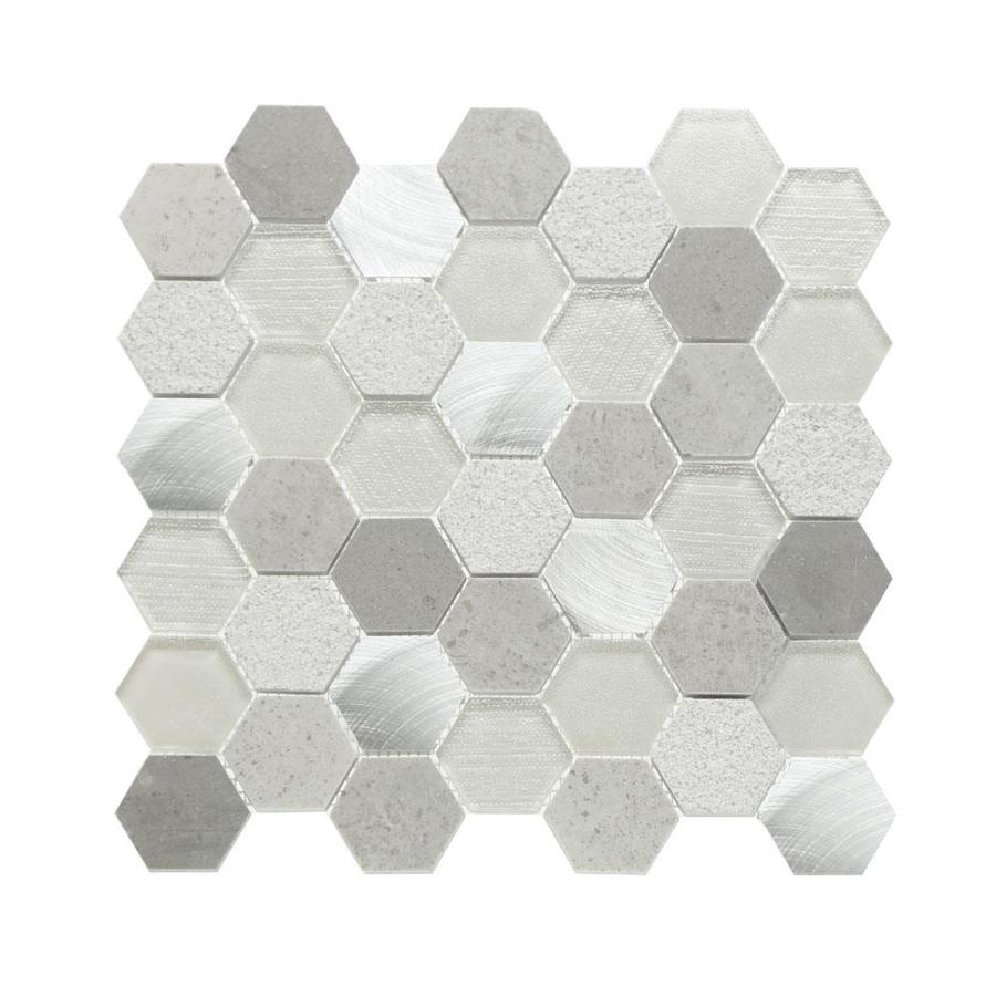 GBI Tile & Stone Inc. Dove grey Grey 6-in x 6-in Multi-Finish Glass ...