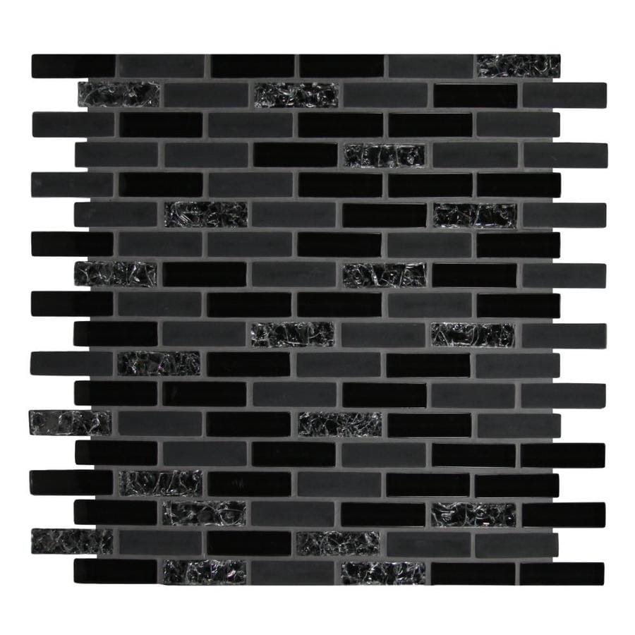 Shop GBI Tile \u0026 Stone Inc. Gemstone Black Brick Mosaic Glass Wall Tile Common: 12in x 12in 