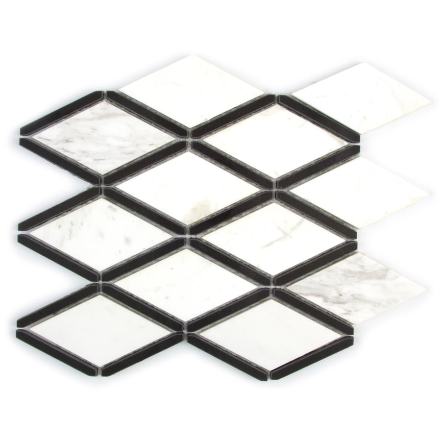 GBI Tile & Stone Inc. Black and White Diamond Mosaic Marble Wall Tile ...