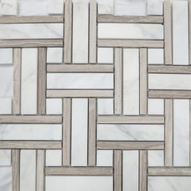 Style Selections Azra Taupe 12-in x 12-in Basketweave Marble Mosaic Wall Tile (Common: 12-in x 12-in; Actual: 11.65-in x 11.65-in)