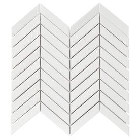 GBI Tile & Stone Inc. Whittier White 12-in x 12-in Porcelain Chevron Mosaic Wall Tile (Common: 12-in x 12-in; Actual: 12.05-in x 11.3-in)