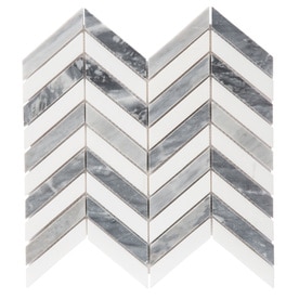 GBI Tile & Stone Inc. Santa Monica Gray 12-in x 12-in Chevron Marble Mosaic Wall Tile (Common: 12-in x 12-in; Actual: 12.05-in x 11.3-in)