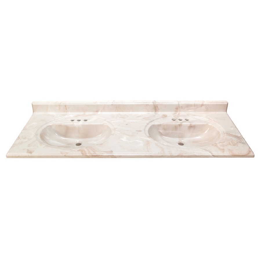 Style Selections DP261D-12 Caramel 61-in Caramel Cultured Marble Integral Double Sink Bathroom Vanity Top