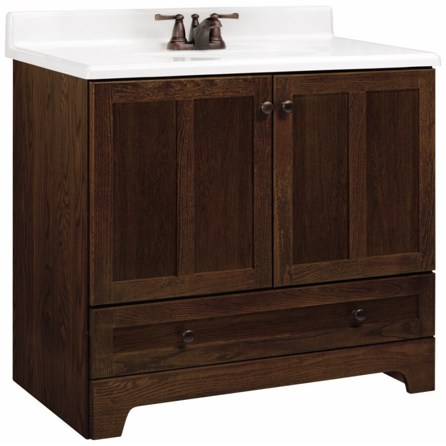 Style Selections 36 Cognac Oak Ashton Bottom Drawer Bath Vanity In The Bathroom Vanities Without Tops Department At Lowes Com