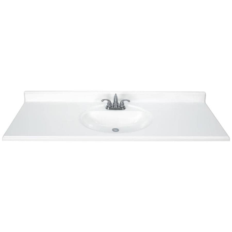 61 In White Cultured Marble Single Sink Bathroom Vanity Top In The Bathroom Vanity Tops Department At Lowes Com