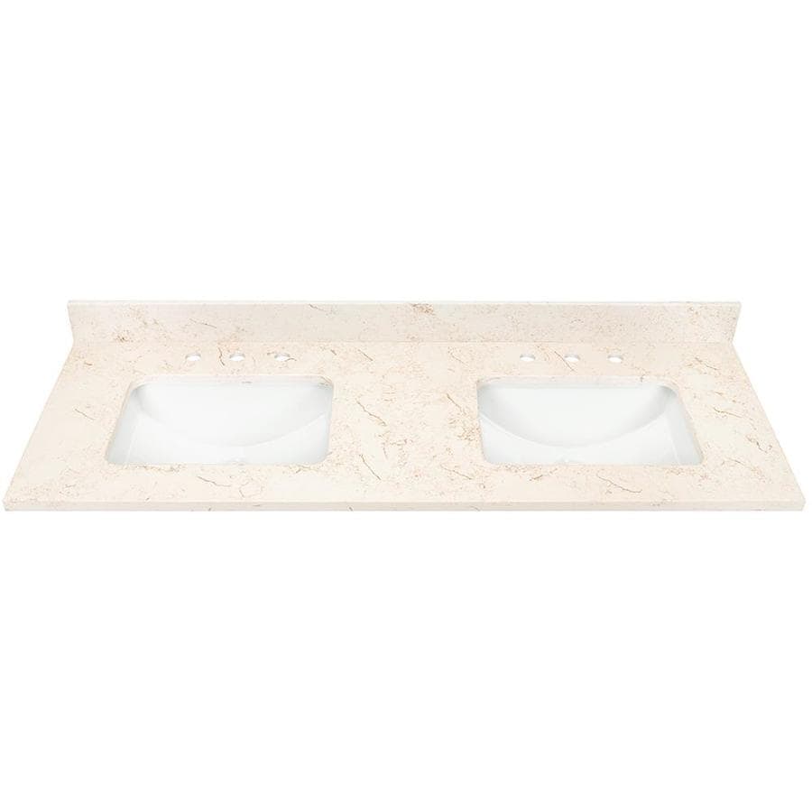 61in Marbled Beige Quartz Bathroom Vanity Top at