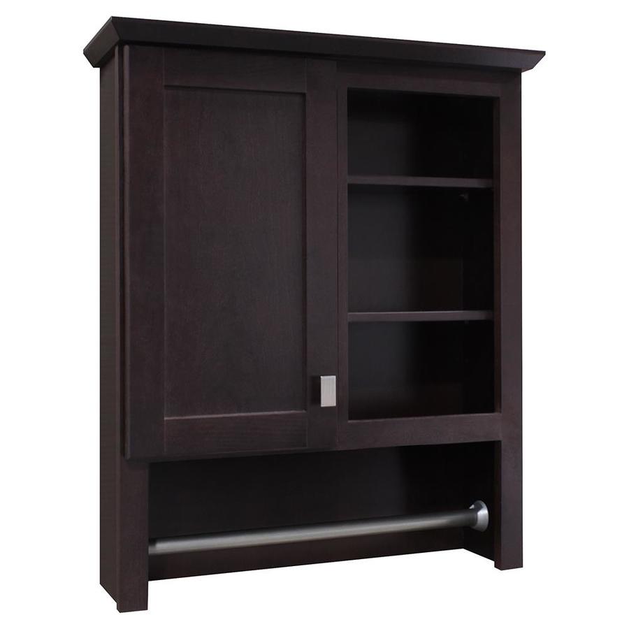 Shop Style Selections 24.5in W x 29in H x 7.66in D Java Bathroom Wall Cabinet at Lowes.com