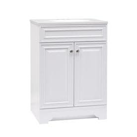 Bathroom Vanities With Tops At Lowes Style Selections Kerrington 24 5 In White Single Sink Bathroom Vanity With Cultured Marble Top