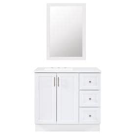 Photo 1 of * mirror not included * see images for damage *
Style Selections 36.5-in White Single Sink Bathroom Vanity with White Cultured Marble Top 