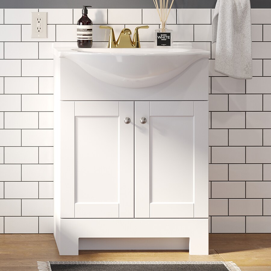 Style Selections Euro 24.5in White Bathroom Vanity with Cultured