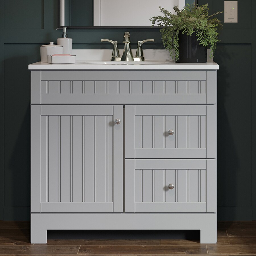 Style Selections Ellenbee 36in Gray Single Sink Bathroom Vanity with