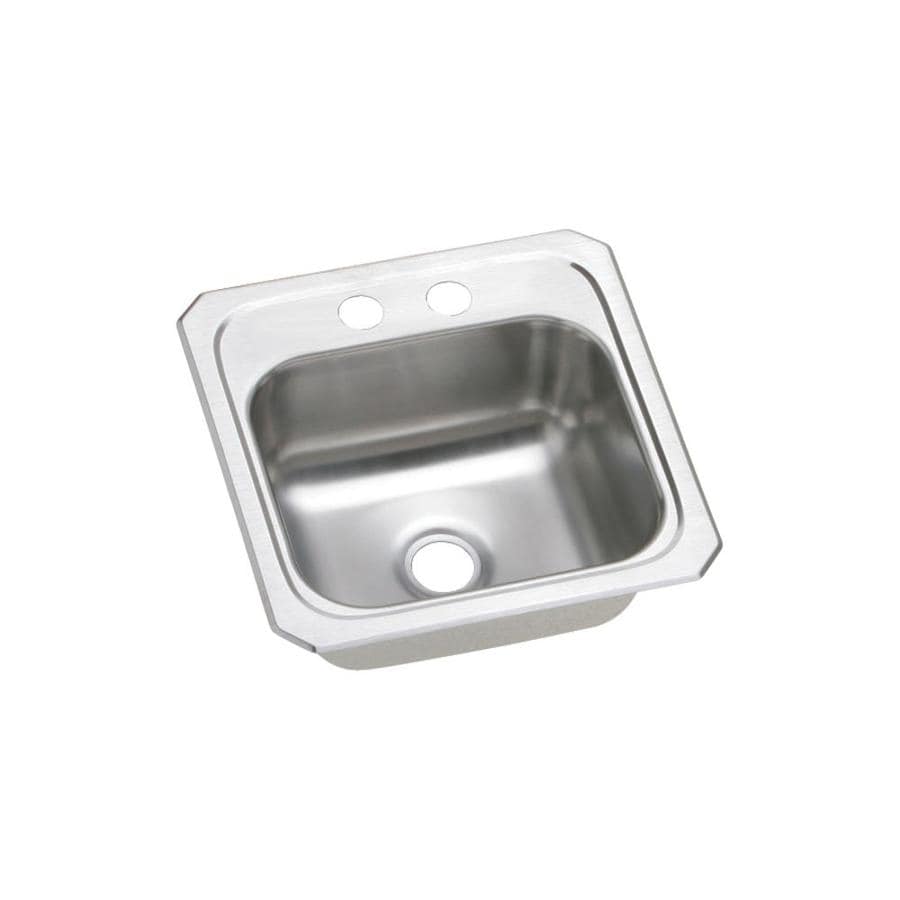 Elkay Gourmet 15in L x 15in W Brushed Satin 2Hole Stainless Steel