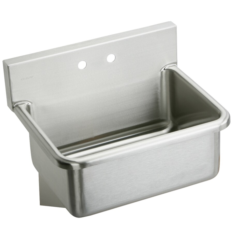 Elkay 19.5-in x 25-in 1-Basin Buffed Satin Wall Mount Utility Tub